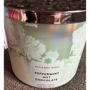 Bath & Body Works PEPPERMINT HOT CHOCOLATE 3 Wick Jar Candle 14.5 oz New